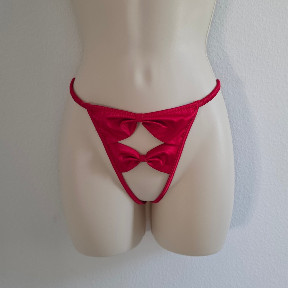 Victoria's Secret Dream Angels Red Satin Double Bow Panty size M NWT